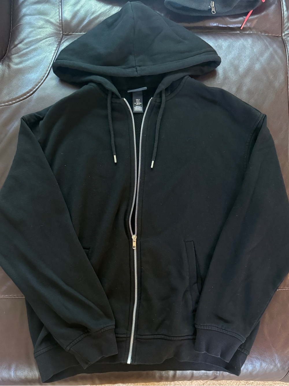 H&M Men's Black Full-Zip Hooded Sweatshirt
